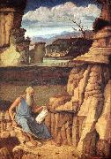 BELLINI, Giovanni St Jerome Reading in the Countryside oil painting artist